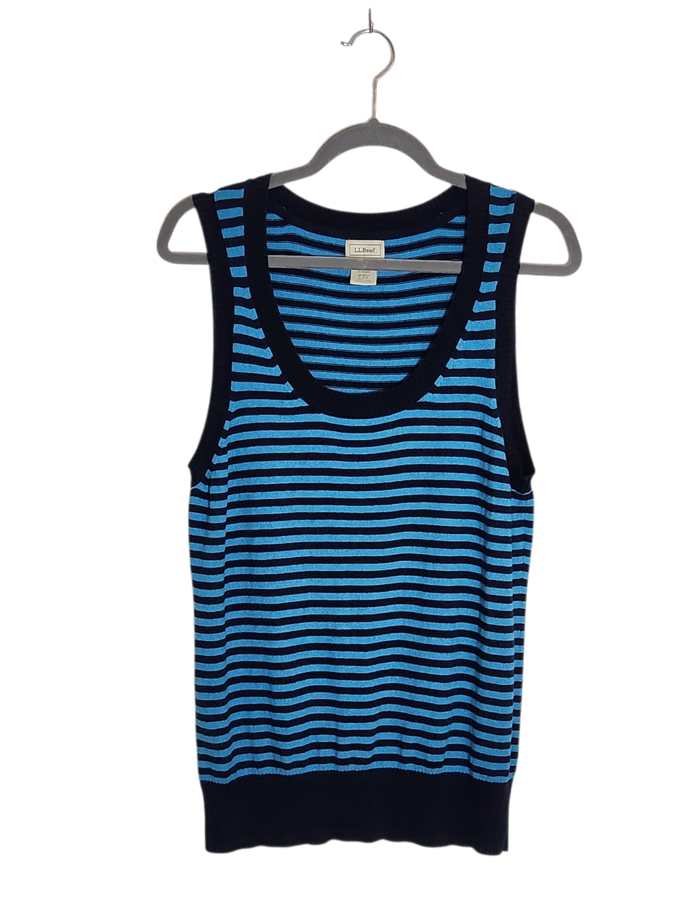L.L. Bean Blue Striped Sleeveless Sweater Vest Size Medium